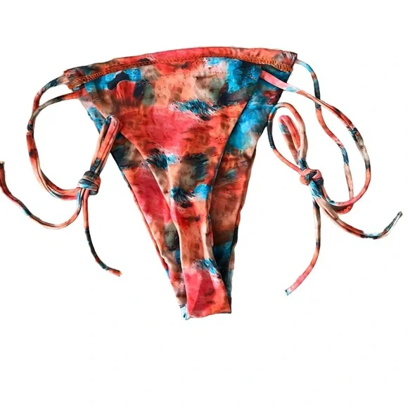 Multicolor Halter Side Tie Thong Bikini Set - Picture 5 of 9